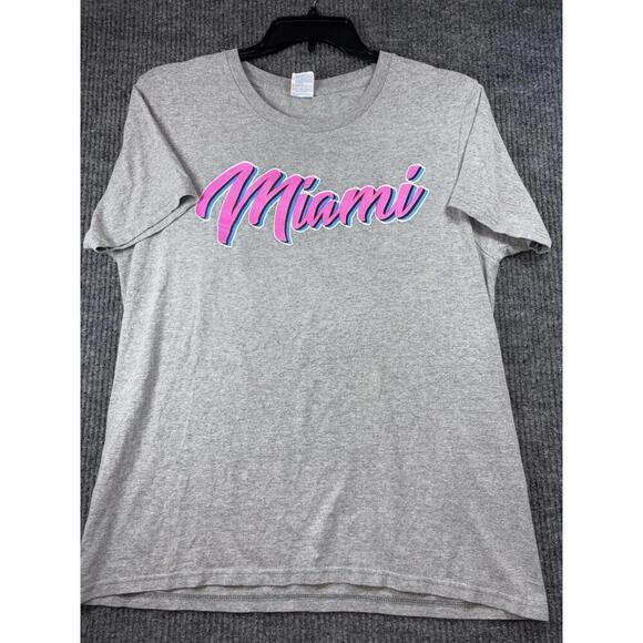 Surf Style Florida MIAMI Vice Mens Pullover T-Shirt Heather Gray L 80's 90's - Picture 2 of 9